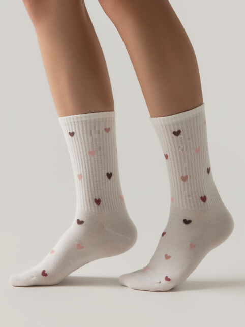 Удлинённые носки ACTIVE из хлопка в нежные сердечки - купить в интернет-магазине Conte