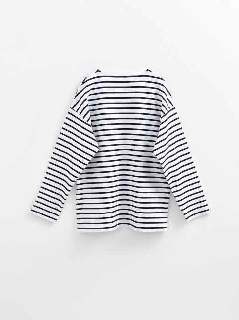 Лонгслив свободного кроя из хлопка в полоску LD 3293 - купить в интернет-магазине Conte