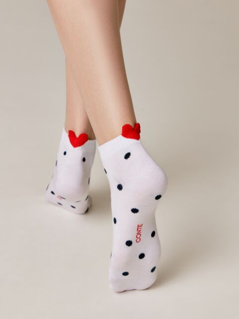 Короткие хлопковые носки с пикотом-«сердечком» в горошек - купить в интернет-магазине Conte