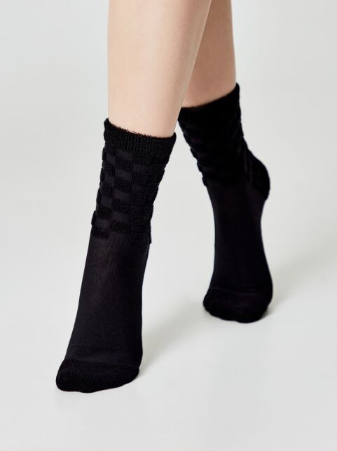 Махровые носки из хлопка с объемными рисунками «квадраты» COMFORT - купить в интернет-магазине Conte