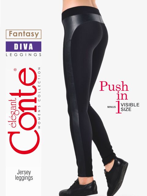 Ультрамодные леггинсы с лампасами из искусственной кожи DIVA (в пакете) - купить в интернет-магазине Conte