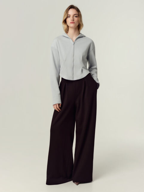 Широкие брюки из футера со складками по переду LBK 3379 - купить в интернет-магазине Conte