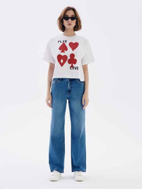 Свободная футболка из хлопка с рисунком «Play» LD 2675 - купить в интернет-магазине Conte