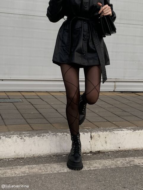 Колготки женские с имитацией шнуровки GALERIE неро цвета - купить в интернет-магазине Conte