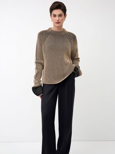 Джемпер объёмного силуэта с воротником стойкой из пряжи с хлопком LDK 24121 - купить в интернет-магазине Conte