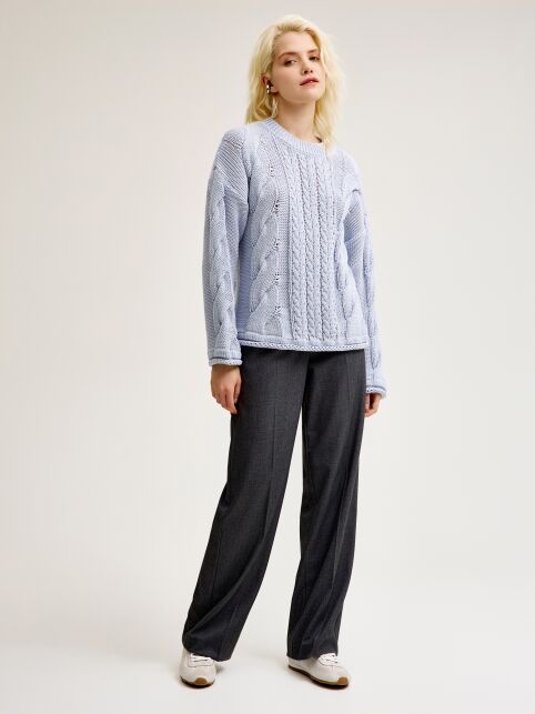 Джемпер с «косами» комбинированного переплетения из пряжи с хлопком LDK24124 - купить в интернет-магазине Conte