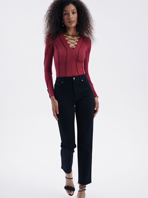 Боди с люрексом, шнуровкой и фигурными швами «наружу» LBD 2767.1 Боди с люрексом, шнуровкой и фигурными швами «наружу» LBD 2767.1 - купить в интернет-магазине Conte