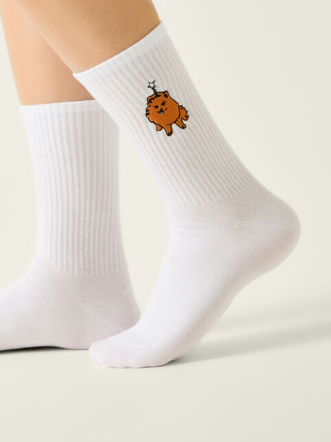Хлопковые носки с вышивкой «Шпиц» из лимитированной коллекции BEST FRIENDS - купить в интернет-магазине Conte