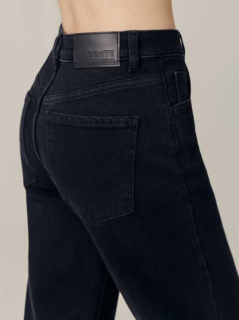 Черные джинсы straight с застежкой на две пуговицы CON-678 - купить в интернет-магазине Conte
