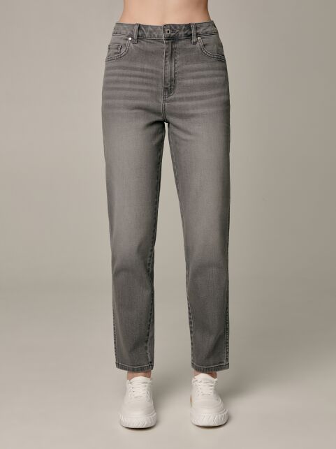 Графитовые джинсы mom с высокой посадкой CON-599 - купить в интернет-магазине Conte