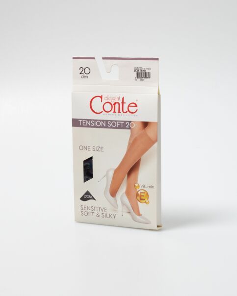 Тонкие эластичные женские гольфы TENSION SOFT 20 (1 пара в упаковке) цвет неро - купить в интернет-магазине Conte