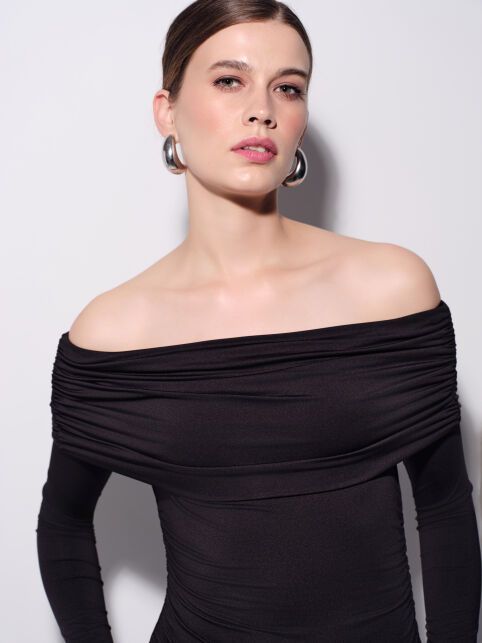 Платье-maxi с открытыми плечами и драпировкой LPL 3417 - купить в интернет-магазине Conte