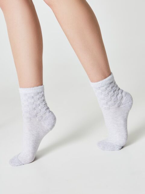 Махровые носки из хлопка с объемными рисунками «квадраты» COMFORT - купить в интернет-магазине Conte