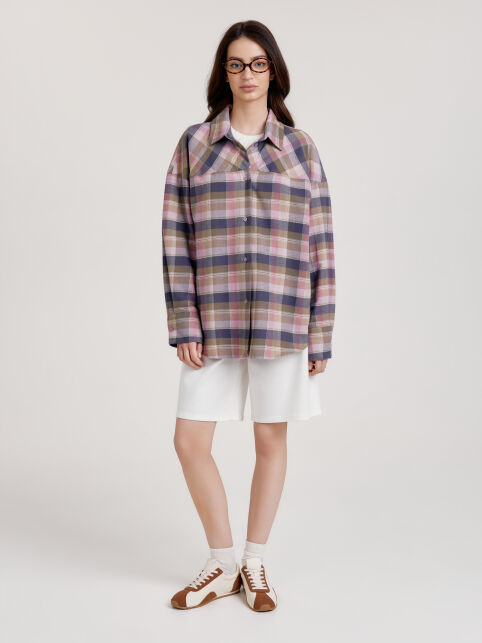 Рубашка из фланели в клетку с фигурным низом LRU 3659 - купить в интернет-магазине Conte