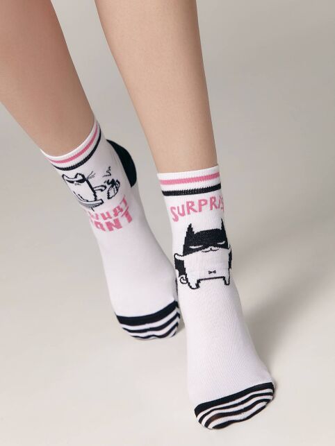 Хлопковые носки с рисунком "cat & surprise" - купить в интернет-магазине Conte