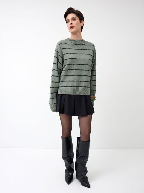 Джемпер объёмного силуэта в полоску из пряжи с хлопком LDK 24114 - купить в интернет-магазине Conte