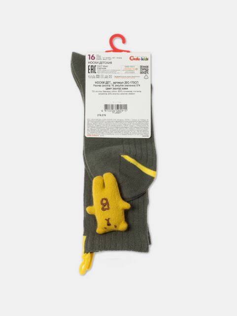 Удлиненные носки в рубчик с декоративной игрушкой «Вear» - купить в интернет-магазине Conte