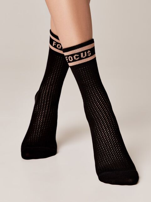Удлиненные хлопковые носки c ажурным переплетением «Focus» - купить в интернет-магазине Conte