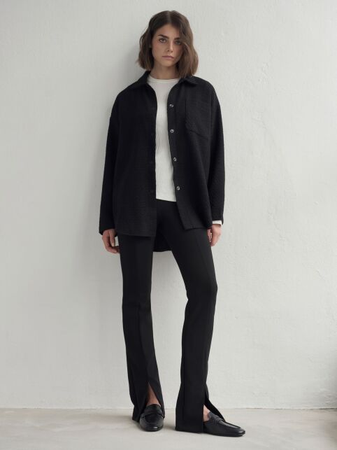 Рубашка черная из фактурного твида LRU 3268 - купить в интернет-магазине Conte