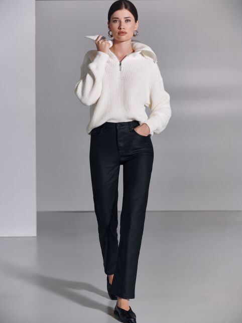 Черные джинсы straight «под кожу» с высокой посадкой CON-710 - купить в интернет-магазине Conte