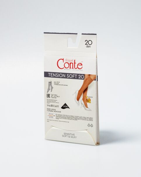Тонкие эластичные женские гольфы TENSION SOFT 20 (1 пара в упаковке) - купить в интернет-магазине Conte