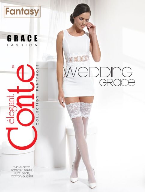 Свадебные чулки женские с широкой ажурной резинкой GRACE - купить в интернет-магазине Conte