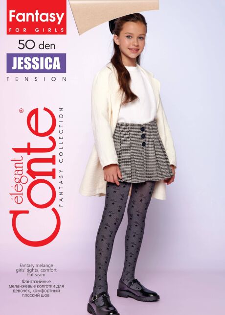 Плотные меланжевые колготки с рисунком «звезды» JESSICA - купить в интернет-магазине Conte