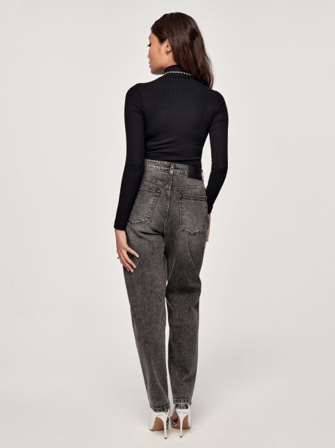 Джинсы mom на пуговицах из денима оксидной варки CON-607 - купить в интернет-магазине Conte