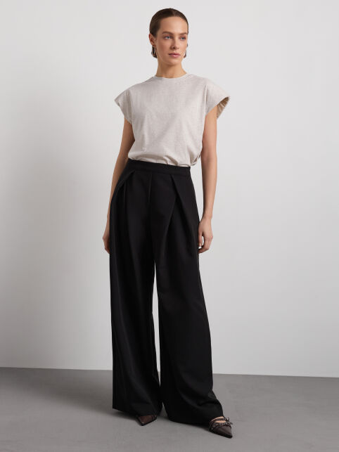 Широкие брюки из костюмной ткани со складками LBK 3402 - купить в интернет-магазине Conte