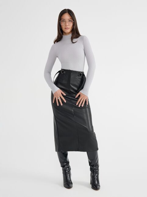 Юбка-midi из экокожи с декоративными патами LU 2853 - купить в интернет-магазине Conte
