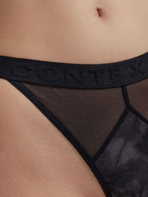 Трусы «танга» из хлопка в рубчик и эластичной сеточки RIB WITH MESH LTA 2495 - купить в интернет-магазине Conte