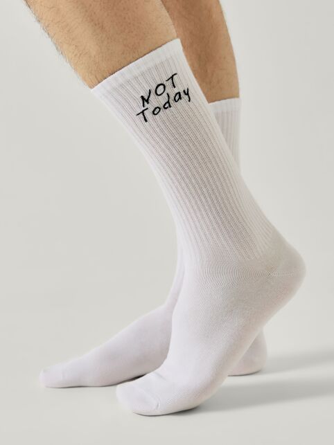 Удлиненные мужские носки в рубчик с вышивкой «Not today» - купить в интернет-магазине Conte