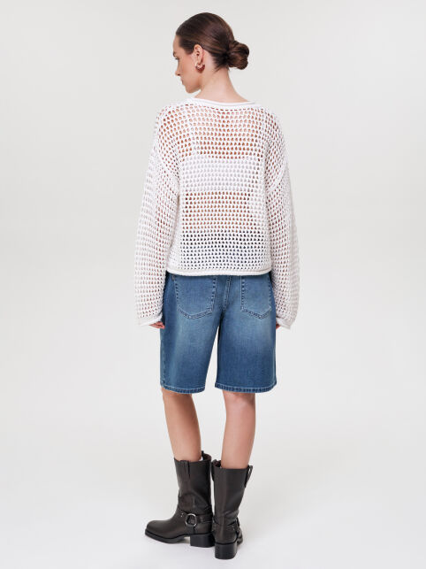 Джемпер с ажурным узором из пряжи с хлопком LDK2556 - купить в интернет-магазине Conte