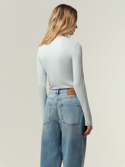 Джемпер из вискозы в рубчик с планкой на пуговицах LD 3420 - купить в интернет-магазине Conte