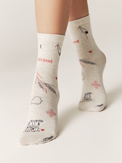 Носки из смесовой пряжи с хлопком и льном «Каханне», модель 641 - купить в интернет-магазине Conte