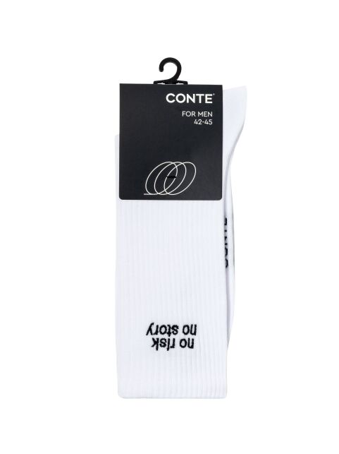 Удлиненные мужские носки в рубчик с вышивкой «No risk no story» - купить в интернет-магазине Conte