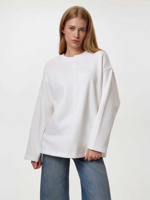 Джемпер из футера с ассиметричной планкой на горловине LD 3231 - купить в интернет-магазине Conte