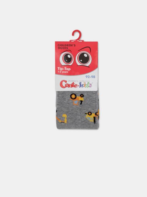 Хлопковые колготки серые TIP-TOP с рисунком "машинки" - купить в интернет-магазине Conte