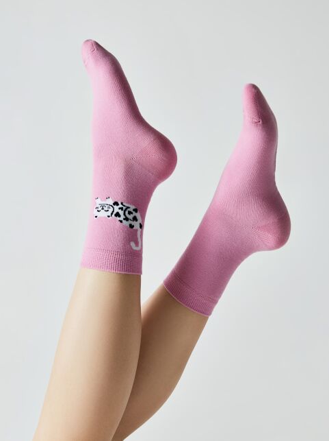 Хлопковые носки с рисунком «flower cat» - купить в интернет-магазине Conte