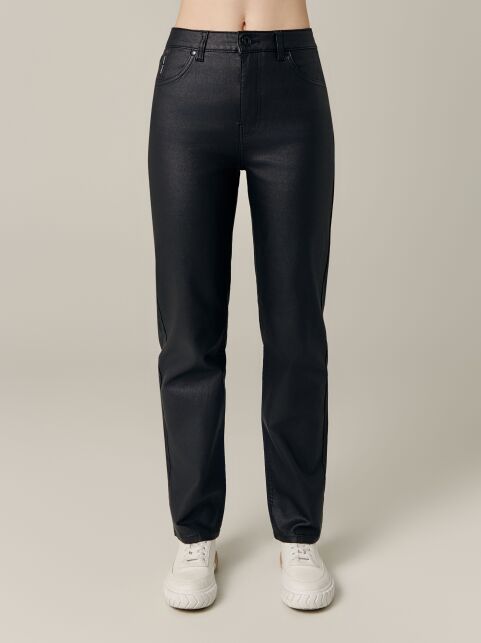 Черные джинсы straight «под кожу» с высокой посадкой CON-710 - купить в интернет-магазине Conte