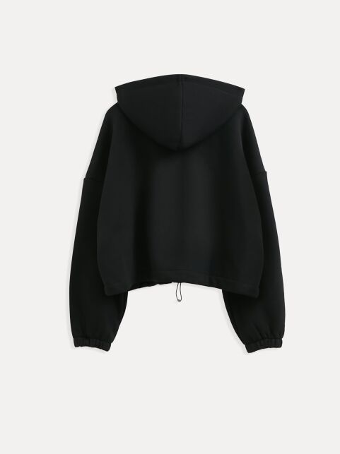 Укороченный джемпер из футера на флисе с капюшоном LD 3233 - купить в интернет-магазине Conte