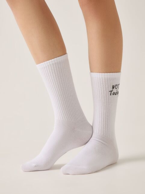 Удлиненные женские носки в рубчик с вышивкой «Not Today» - купить в интернет-магазине Conte