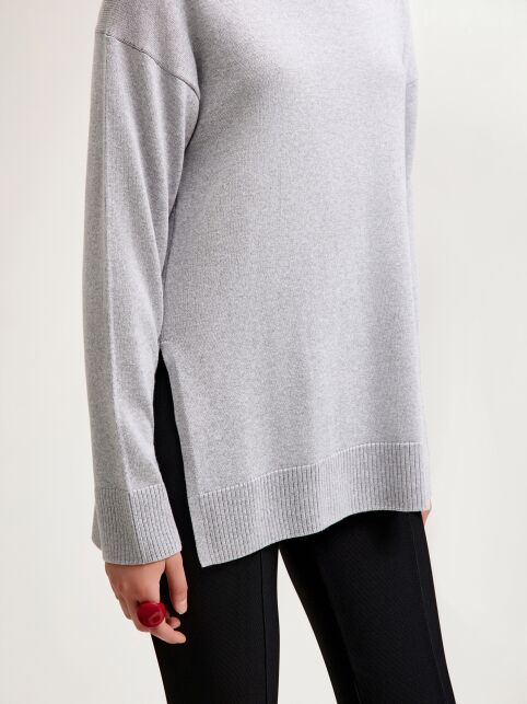 Джемпер с отложным воротником-стойкой и разрезами по бокам LDK 24109 - купить в интернет-магазине Conte