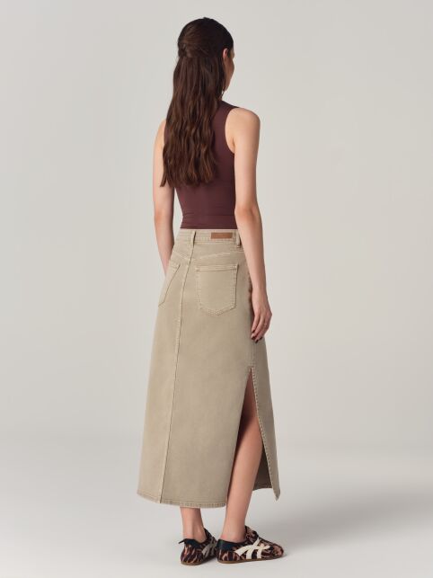 Джинсовая юбка maxi карамельного оттенка с разрезами CON-946 - купить в интернет-магазине Conte