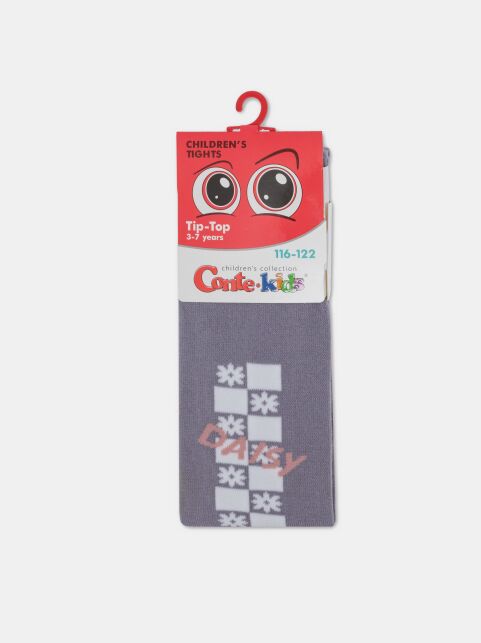 Хлопковые серые колготки TIP-TOP с рисунком "цветочки" - купить в интернет-магазине Conte