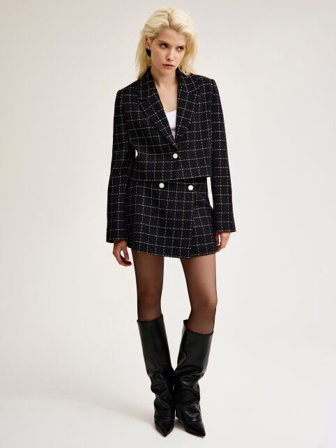 Укороченный жакет в клетку из твида LJ 3264 - купить в интернет-магазине Conte