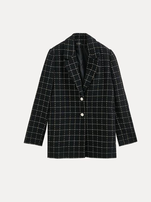 Жакет в клетку из твида LJ 3265 - купить в интернет-магазине Conte