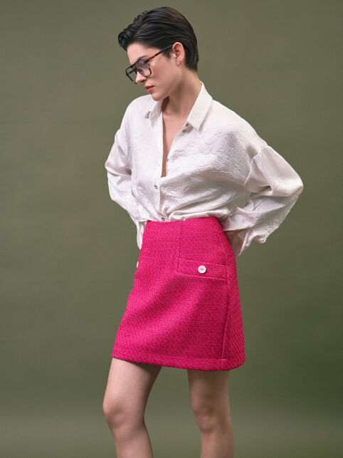 Юбка-mini розовая из фактурного твида LU 3273 - купить в интернет-магазине Conte