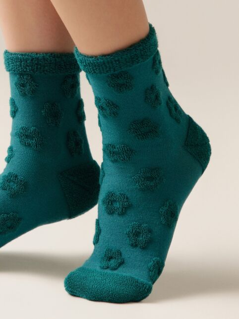 Махровые носки из хлопка с объемным рисунком «цветочки» COMFORT, модель 548 - купить в интернет-магазине Conte