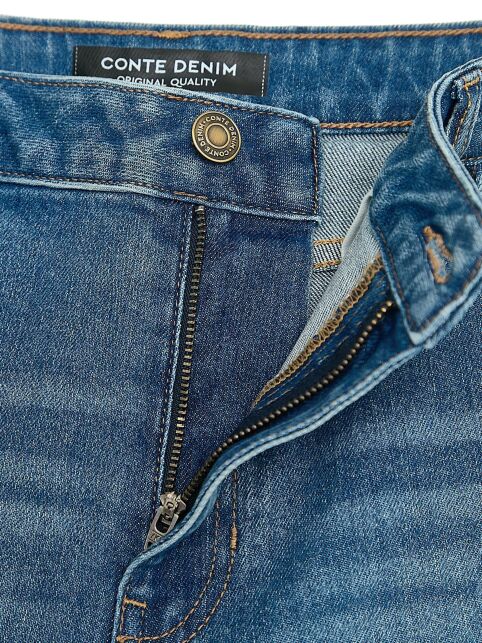 Синие джинсы straight с эффектом потёртостей СON-812 - купить в интернет-магазине Conte